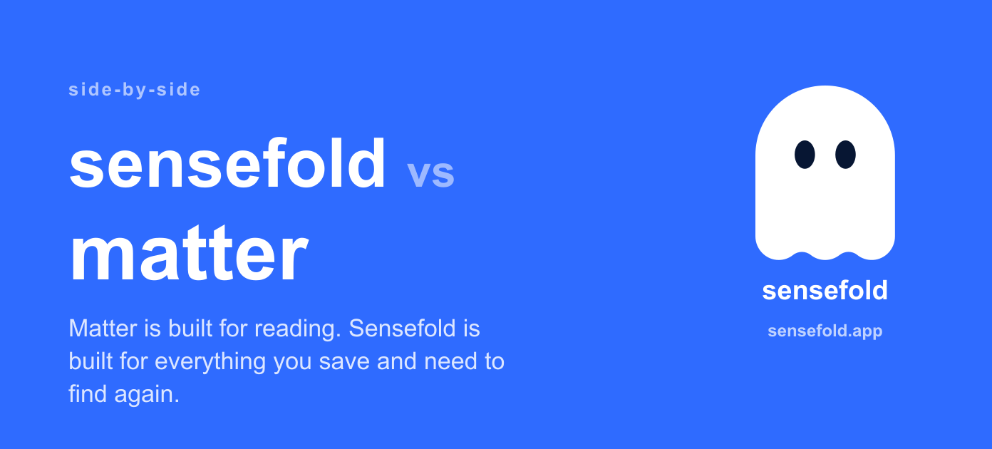 Sensefold vs Matter — beautiful reading vs AI memory for everything you save