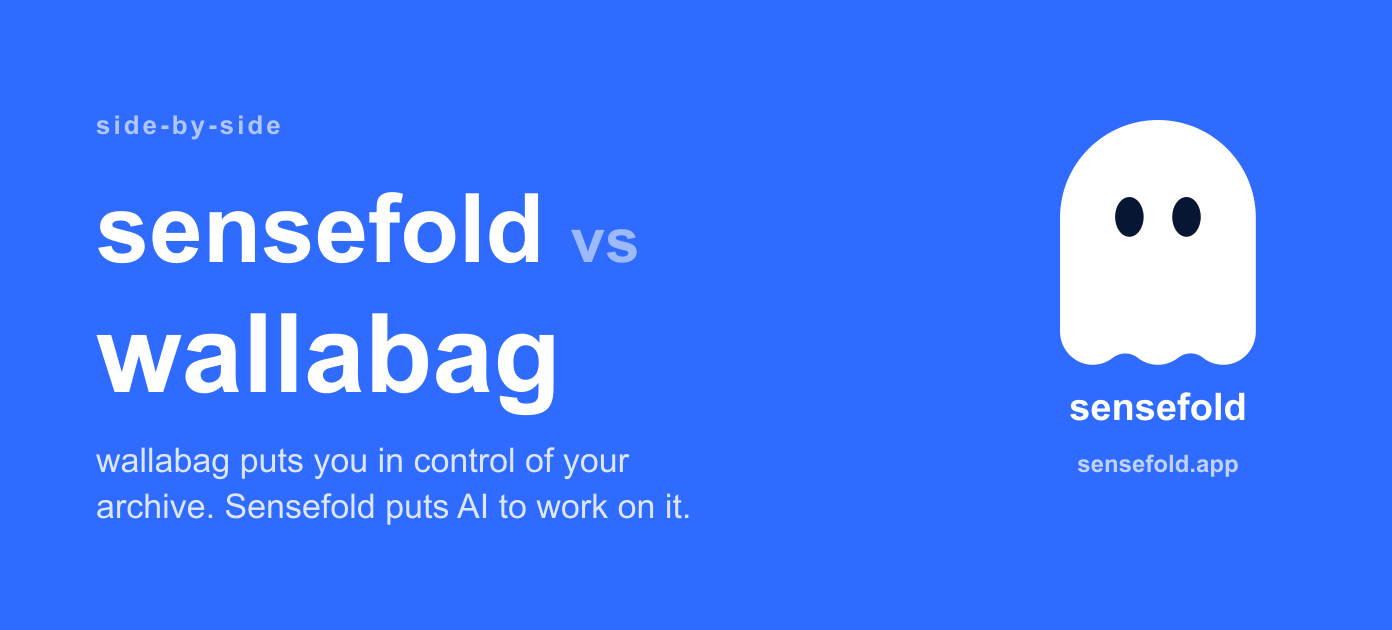 Sensefold vs wallabag — zero-effort AI recall vs self-hosted control