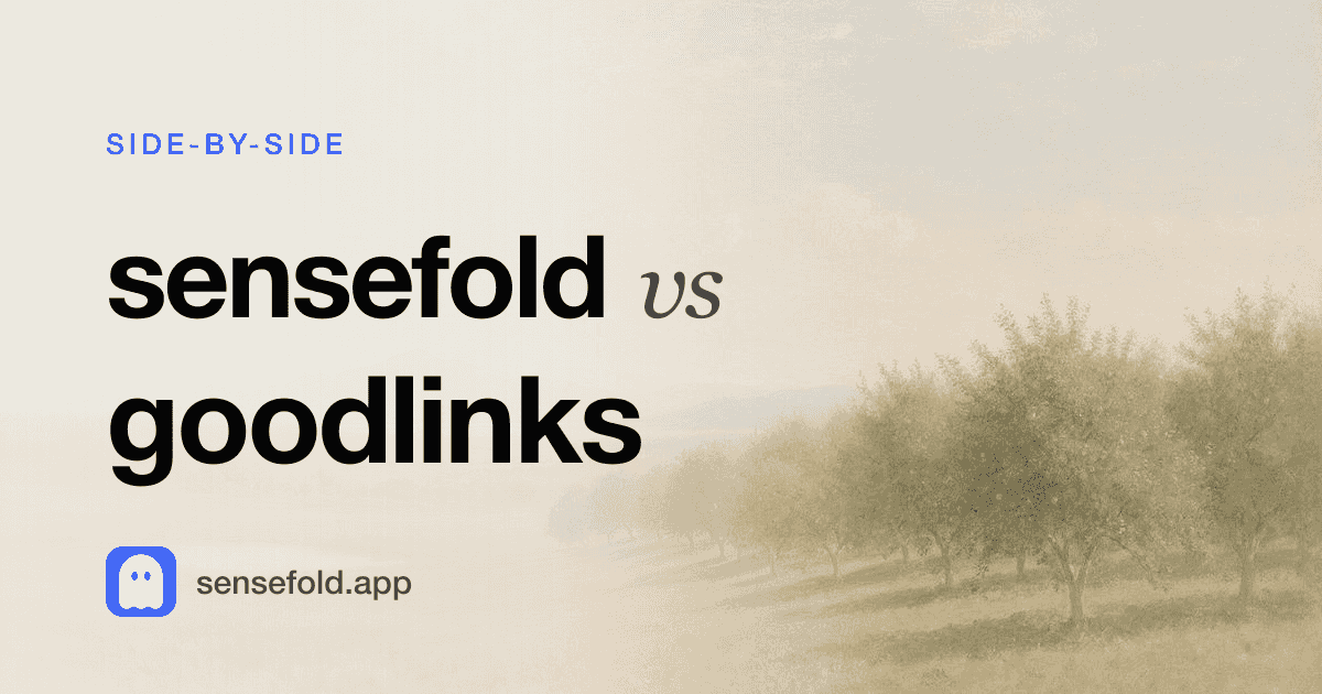Sensefold vs GoodLinks — pay-once reader vs personal context